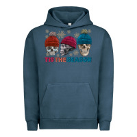 Pigment Midnight Navy tis the season skull winter Urban Hoodie - FaDigitalArtStudio