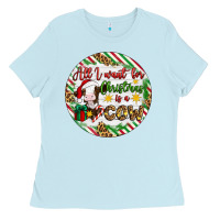 Baby Blue Christmas all i want for christmas is a cow Ladies Tee - Artiststas
