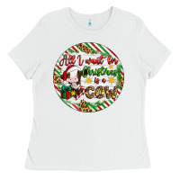 Christmas All I Want For Christmas Is A Cow Ladies Tee | Teevron