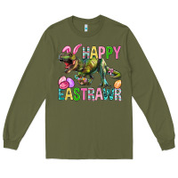 Army Green Happy Eastrawr Easter Long Sleeve Tee - BundleAndBundleShop