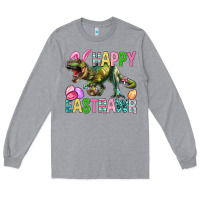 Heather Grey Happy Eastrawr Easter Long Sleeve Tee - BundleAndBundleShop