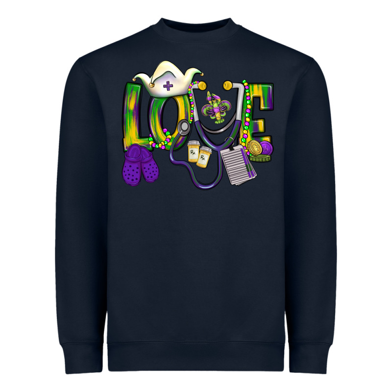 Mardi Gras Love Nurse Heavyweight Sweatshirt by BundleAndBundleShop | Teevron