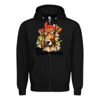 Black Cute Heifer Zipper Hoodie - texasbilliewilder