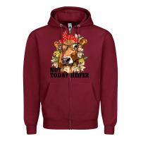 Burgundy Cute Heifer Zipper Hoodie - texasbilliewilder