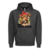 Charcoal Heather Cute Heifer Zipper Hoodie - texasbilliewilder