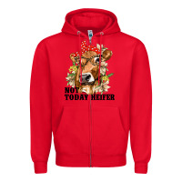 Red Cute Heifer Zipper Hoodie - texasbilliewilder