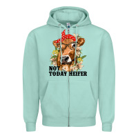 Seafoam Cute Heifer Zipper Hoodie - texasbilliewilder