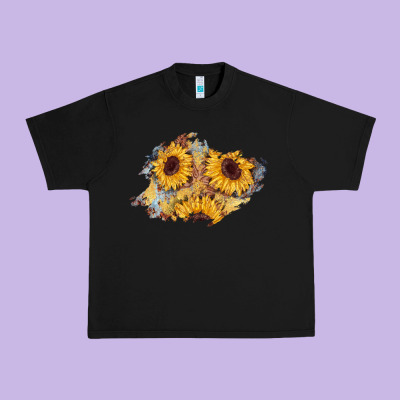 Sunflower Glitter Leather Patch Urban Heavy Tee Designed By Adodesignshop