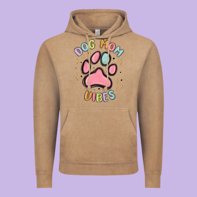 Dog Mom Vibes Vintage Hoodie Designed By Maliassmallbusiness