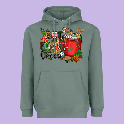 But First Cocoa Heavyweight Hoodie Designed By Cowgirlartshop
