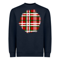 Navy Christmas Tartan Patch Heavyweight Sweatshirt - BundleAndBundleShop