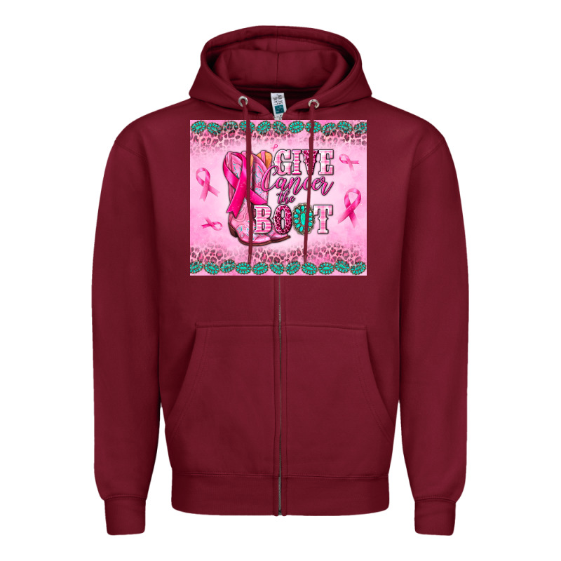 Give Cancer The Boot Zipper Hoodie by NancyCooperArtShop | Teevron
