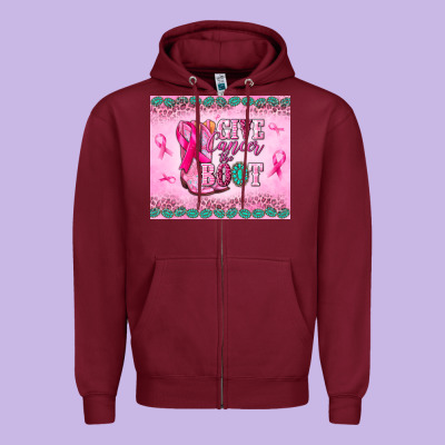 Give Cancer The Boot Zipper Hoodie Designed By Nancycooperartshop
