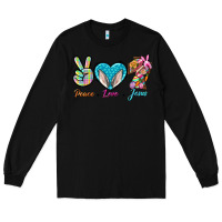 Black Peace Love Easter Jesus Long Sleeve Tee - BundleAndBundleShop