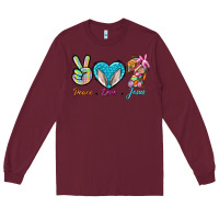 Burgundy Peace Love Easter Jesus Long Sleeve Tee - BundleAndBundleShop