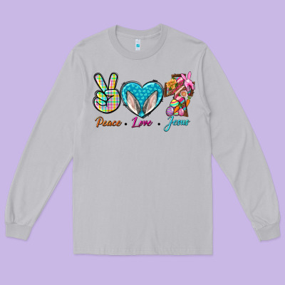 Peace Love Easter Jesus Long Sleeve Tee Designed By Bundleandbundleshop