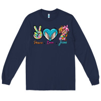 Navy Peace Love Easter Jesus Long Sleeve Tee - BundleAndBundleShop