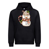 Black Christmas Snowman Coffee Cup Urban Hoodie - FaDigitalArtStudio