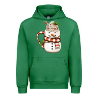 Emerald Christmas Snowman Coffee Cup Urban Hoodie - FaDigitalArtStudio