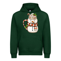 Forest Green Christmas Snowman Coffee Cup Urban Hoodie - FaDigitalArtStudio