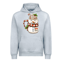 Heather Grey Christmas Snowman Coffee Cup Urban Hoodie - FaDigitalArtStudio