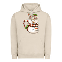 Pigment French Oak Christmas Snowman Coffee Cup Urban Hoodie - FaDigitalArtStudio