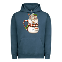 Pigment Midnight Navy Christmas Snowman Coffee Cup Urban Hoodie - FaDigitalArtStudio