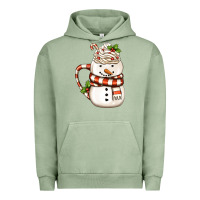 Pigment Oil Green Christmas Snowman Coffee Cup Urban Hoodie - FaDigitalArtStudio