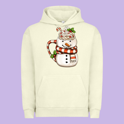 Christmas Snowman Coffee Cup Urban Hoodie Designed By Fadigitalartstudio