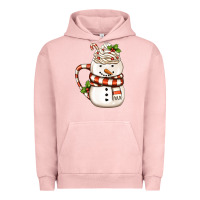 Pigment Salmon Christmas Snowman Coffee Cup Urban Hoodie - FaDigitalArtStudio