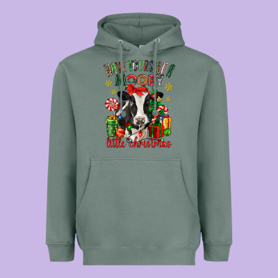 Have Yourself A Little Christmas Cow Heavyweight Hoodie Designed By Cowgirlartshop