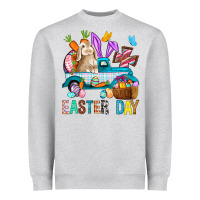 Heather Grey Easter Day With Truck Heavyweight Sweatshirt - BundleAndBundleShop