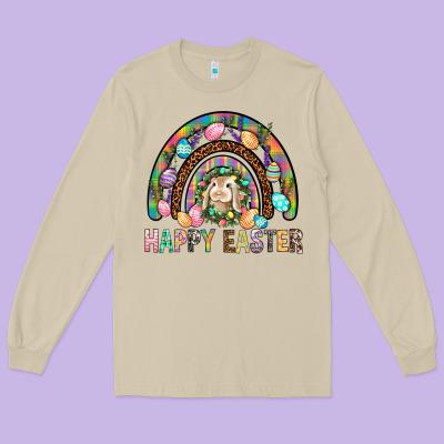Happy Easter Rainbow Long Sleeve Tee Designed By Bundleandbundleshop