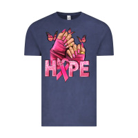 Vintage Denim Hope Breast Cancer Caucasian hand nails Vintage Tee - NancyCooperArtShop