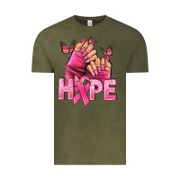 Vintage Olive Hope Breast Cancer Caucasian hand nails Vintage Tee - NancyCooperArtShop