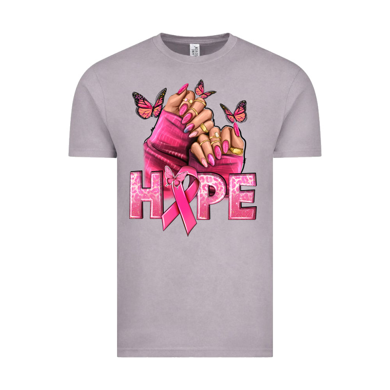 Hope Breast Cancer Caucasian Hand Nails Vintage Tee by NancyCooperArtShop | Teevron