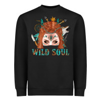 Western İndian Wild Soul With Braid Hair Woman Heavyweight Sweatshirt | Teevron
