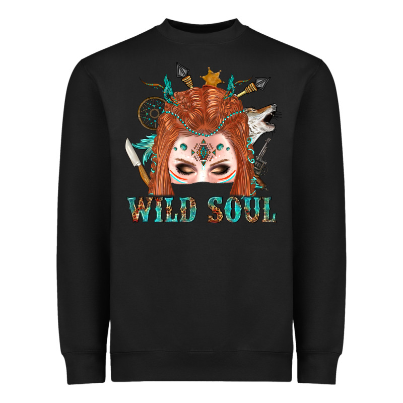 Western İndian Wild Soul With Braid Hair Woman Heavyweight Sweatshirt by BundleAndBundleShop | Teevron
