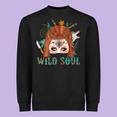 Western İndian Wild Soul With Braid Hair Woman Heavyweight Sweatshirt Designed By Bundleandbundleshop