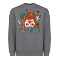 Storm Western İndian Wild Soul With Braid Hair Woman Heavyweight Sweatshirt - BundleAndBundleShop