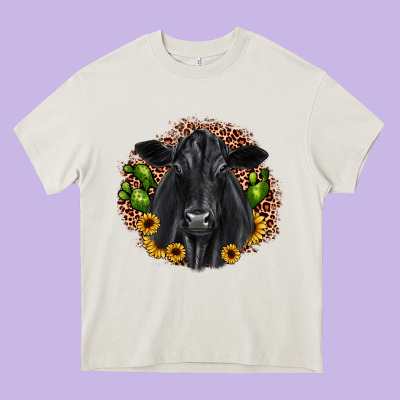 Black Angus Cactus Sunflower Heavy Core Tee Designed By Jahusdesignshop