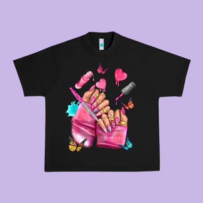 Pink Nail Art Hand Urban Heavy Tee Designed By Nancycooperartshop