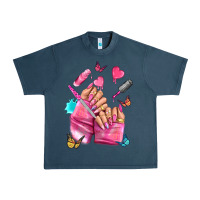 Midnight Navy pink nail art hand Urban Heavy Tee - NancyCooperArtShop