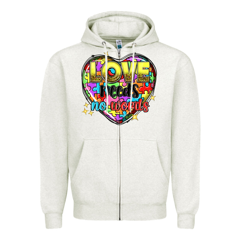 Love Needs No Words Zipper Hoodie by NancyCooperArtShop | Teevron