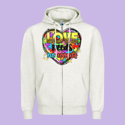 Love Needs No Words Zipper Hoodie Designed By Nancycooperartshop