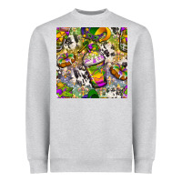 Heather Grey Mardi Gras coffee cups and donut with cowhide Heavyweight Sweatshirt - BundleAndBundleShop