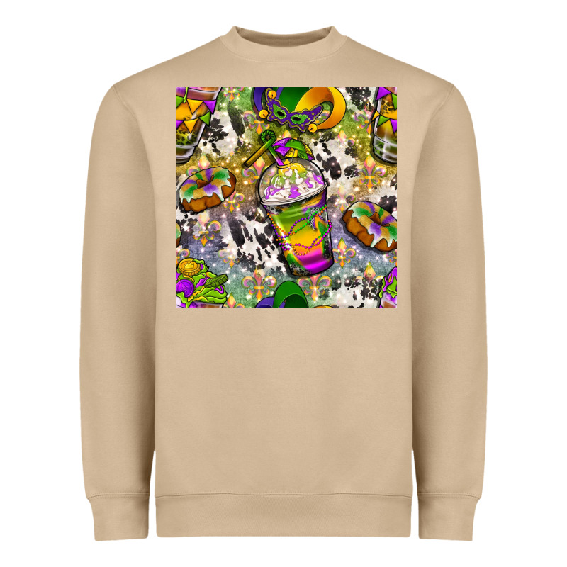 Mardi Gras Coffee Cups And Donut With Cowhide Heavyweight Sweatshirt by BundleAndBundleShop | Teevron