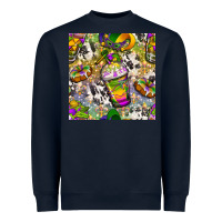 Navy Mardi Gras coffee cups and donut with cowhide Heavyweight Sweatshirt - BundleAndBundleShop