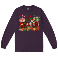 Plum Elf Coffee Cups Christmas Long Sleeve Tee - BundleAndBundleShop