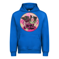 Cobalt Pink Merry Christmas Pig Urban Hoodie - FaDigitalArtStudio